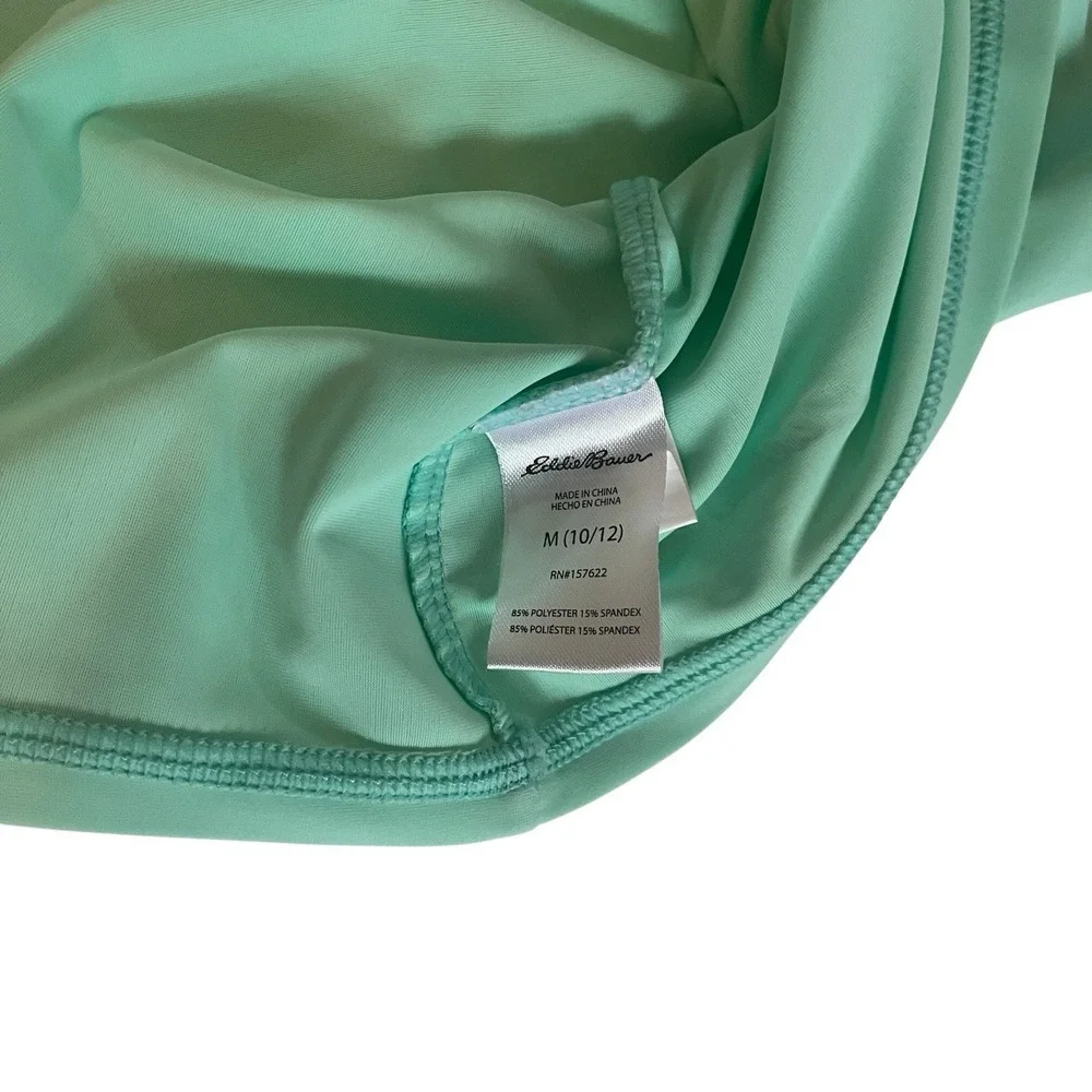 Eddie Bauer Girls Size M 10/12 Rashguard Sea Green Navy Purple Short Sleeve